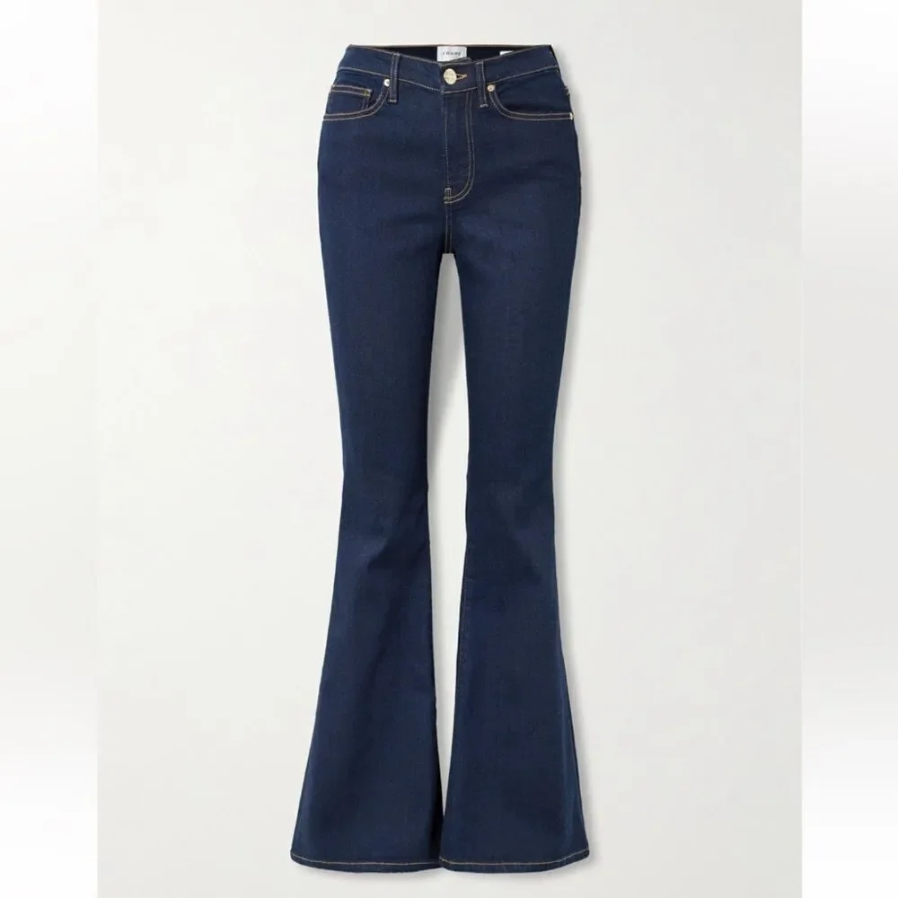NWT FRAME Le Pixie High Flare in Indigo dark wash - Picture 8 of 14